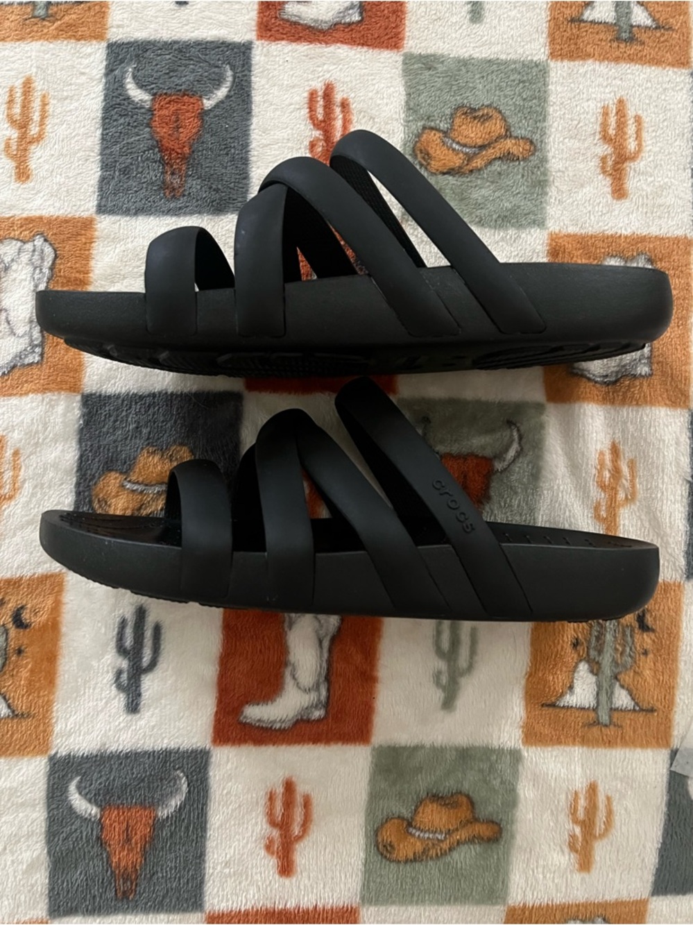 CROCS Women's Black Slide Sandals Size 8 - Picture 2 of 4